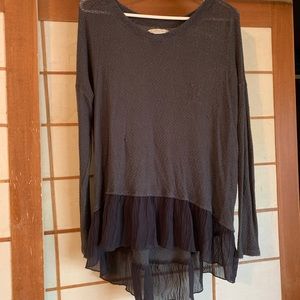 Abercrombie + Fitch Grey knit and fringe sweater